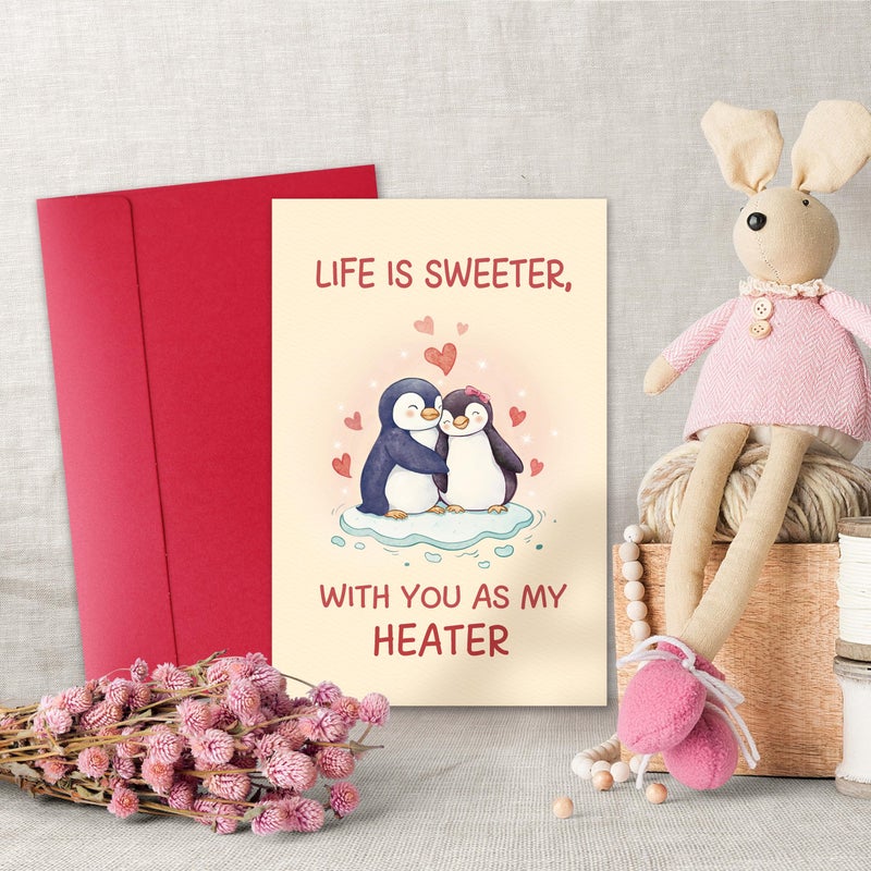 Bewoow Romantic Valentineâ€™s Day Card Gift for Girlfriend Boyfriend, Lovely Anniversary Card Gift for Wife Husband, Life ls Sweeter With You As My Heater - Image 4