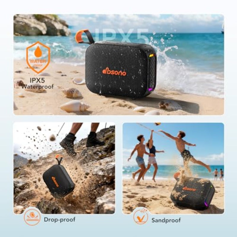 Portable tooth Speaker Line-in Support: IPX5 Waterproof HD Sound Up to 24H Playtime, TWS Pairing, LED Light, Outdoor Speaker for Beach/Pool/Travel, Back to School Gifts for Adult Teen - Image 5