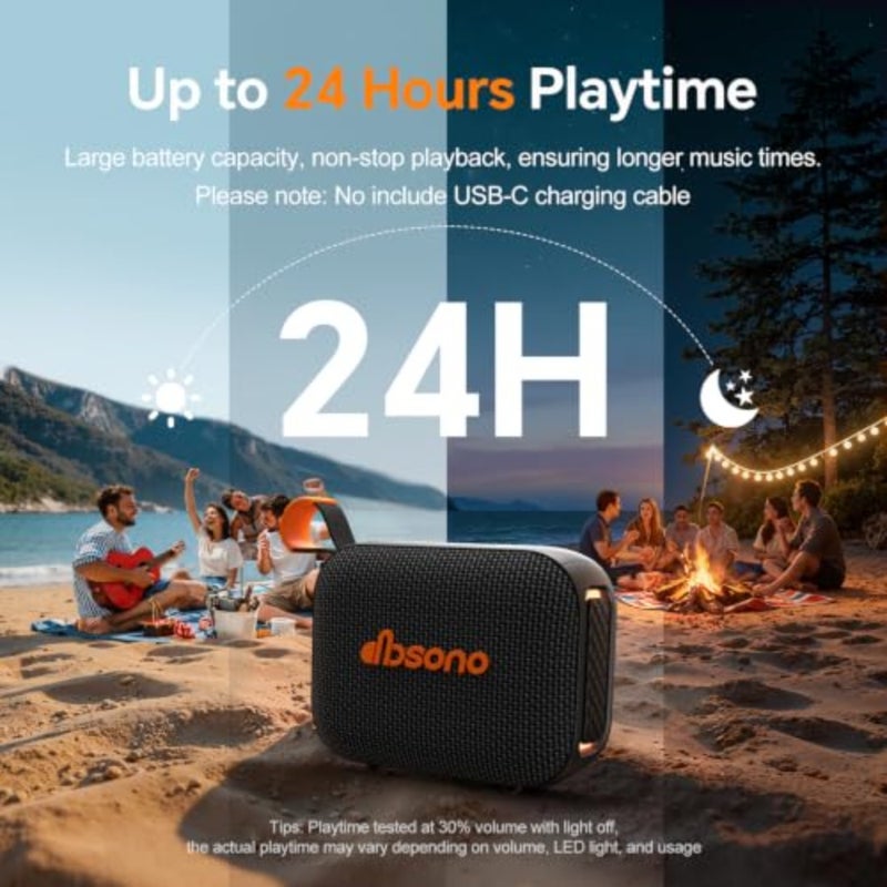 Portable tooth Speaker Line-in Support: IPX5 Waterproof HD Sound Up to 24H Playtime, TWS Pairing, LED Light, Outdoor Speaker for Beach/Pool/Travel, Back to School Gifts for Adult Teen - Image 4