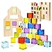 Woodtoe Wooden Building Blocks Set for Kids 36 PCS Rainbow Acrylic Gem Cubes Blocks 3 Wood House Montessori Stacking Toy for Toddlers Educational STEM Birthday Easter Gifts for Boys Girls 36 - Image 2