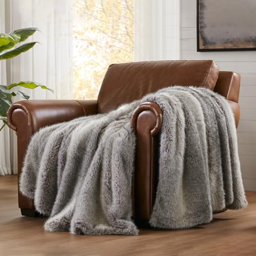 Hyde Lane Faux Fur Throw Blanket - Ultra Long Pile, Luxury Fluffy Chinchilla Gray Fur Blankets, Fuzzy Plush & Soft Throws for Sofa Couch, Gift for Women, 50x60 - Image 2