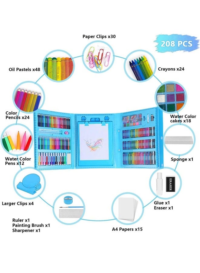Beauenty 208 PCS Art Supplies Drawing Art Kit for Kids Adults Set with Oil Pastels Crayons, Colored Pencils Paint Brush Watercolor for Budding Artists Kids Teens Boys Girls - Image 3