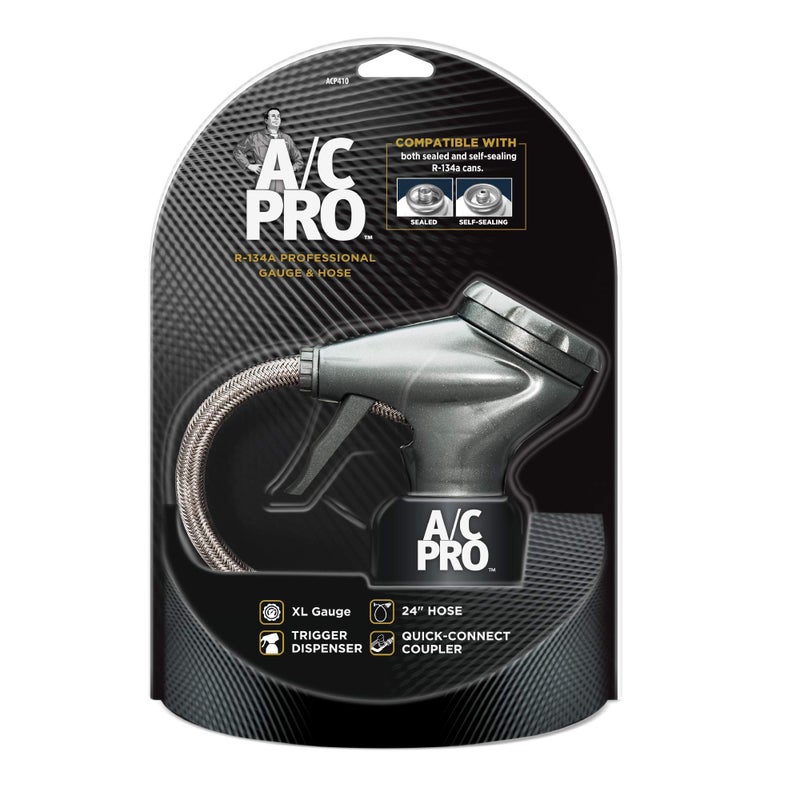 A/C Pro InterDynamics Car Air Conditiioner Gauge and Hose by InterDynamics, A/C Pro Air Conditioner Recharge Gauge and Dispenser for Cars, Trucks, 24 In Hose - Image 1