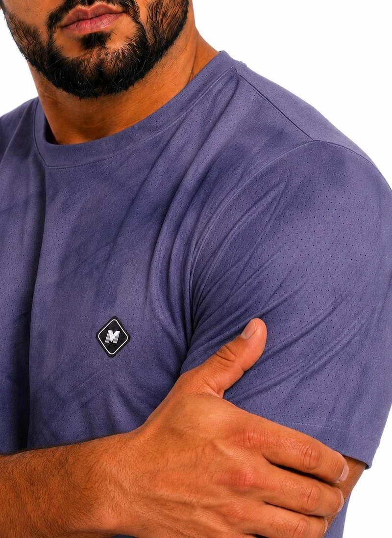 Moveletix Blue Men's Plus Size Training Short Sleeve T-Shirt Blue Ultra Cooling for Men | Best Price UAE