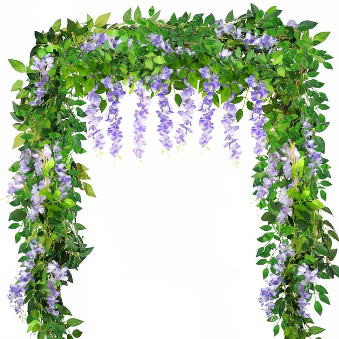 4X 8FT 25M ARTIFICIAL WISTERIA VINE GARLAND PLANTS ARTIFICIAL FLOWERS ARTS FOR CEREMONY HOME WEDDING THEME PARK DECORATION LILAC