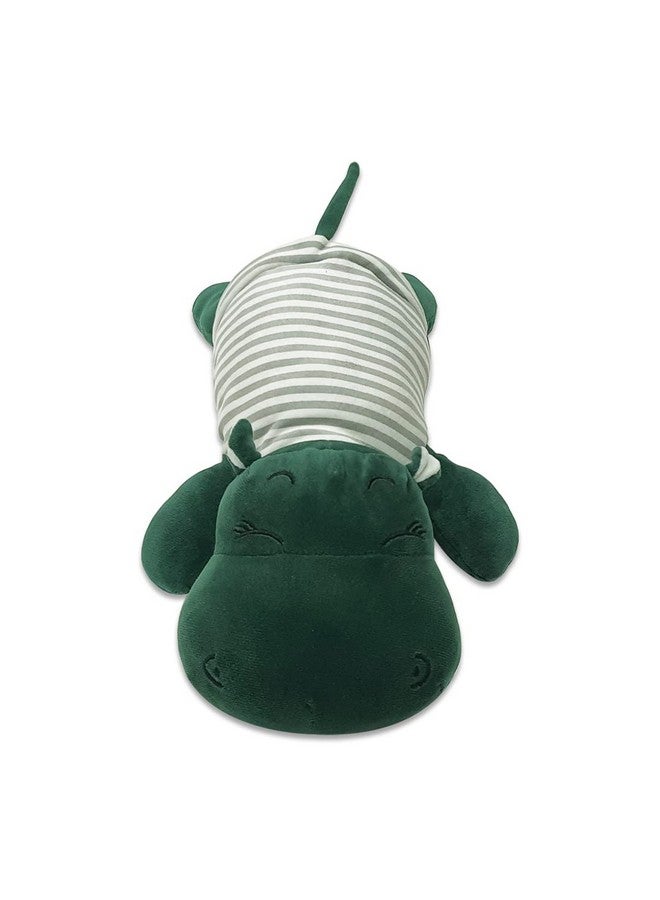 Webby Soft Animal Plush Sleeping Hippopotamus Toy Green, 30cm - Image 2