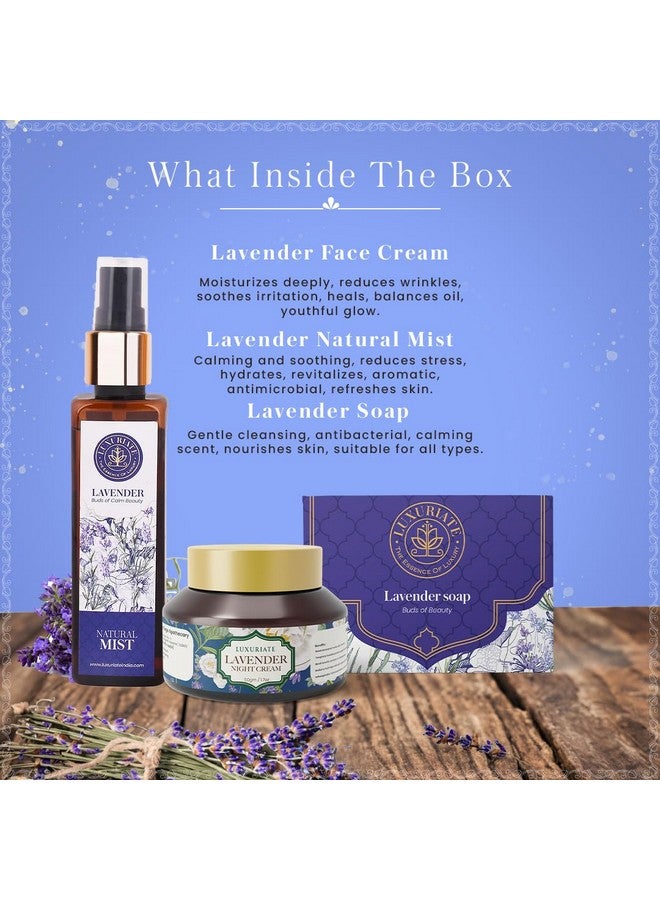 LUXURIATE Lavender Skin Care Gift Set Box 3PC - Soap, Cream, Face Mist Gift for Sister | Gift for Diwali | Gift for Wedding | Gift for Women - Image 2