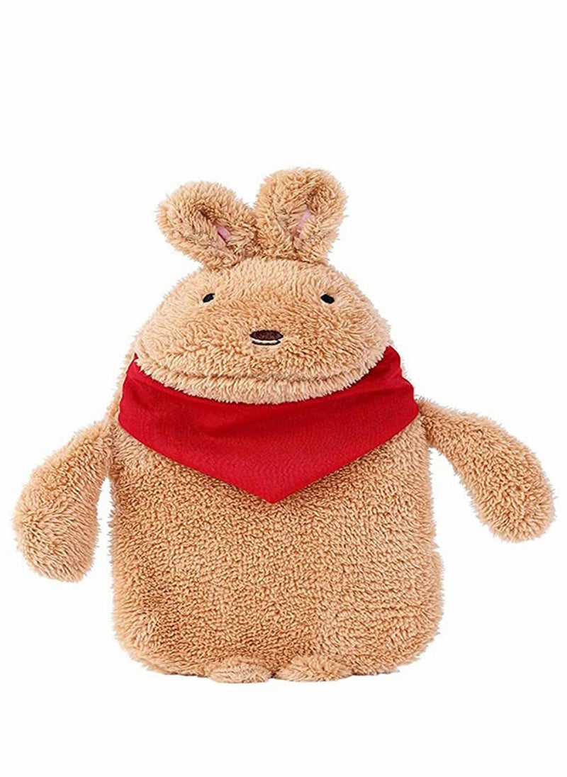 KASTWAVE Hot Water Bag, Water Injection Irrigation, Warm Plush Fabric, Cute Brown Rabbit, Portable Winter Hand Warmer, Explosion-Proof, Winter Warm Accessories Outdoor Home Bag (1000ml)  - Image 1