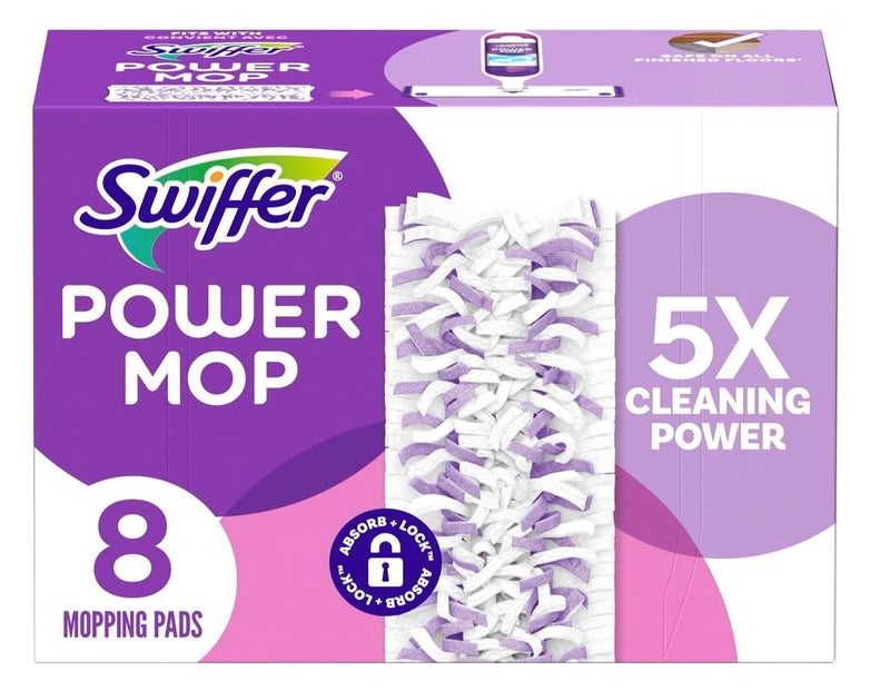 مناديل ممسحة سويفر Power Mop عدد 8 قطع | عبوات بديلة بتقنية Absorb + Lock لتنظيف الأرضيات | تمتص الأوساخ والدهون والبقع لجميع أنواع الأرضيات وتترك لمعان بدون بقايا - Image 1