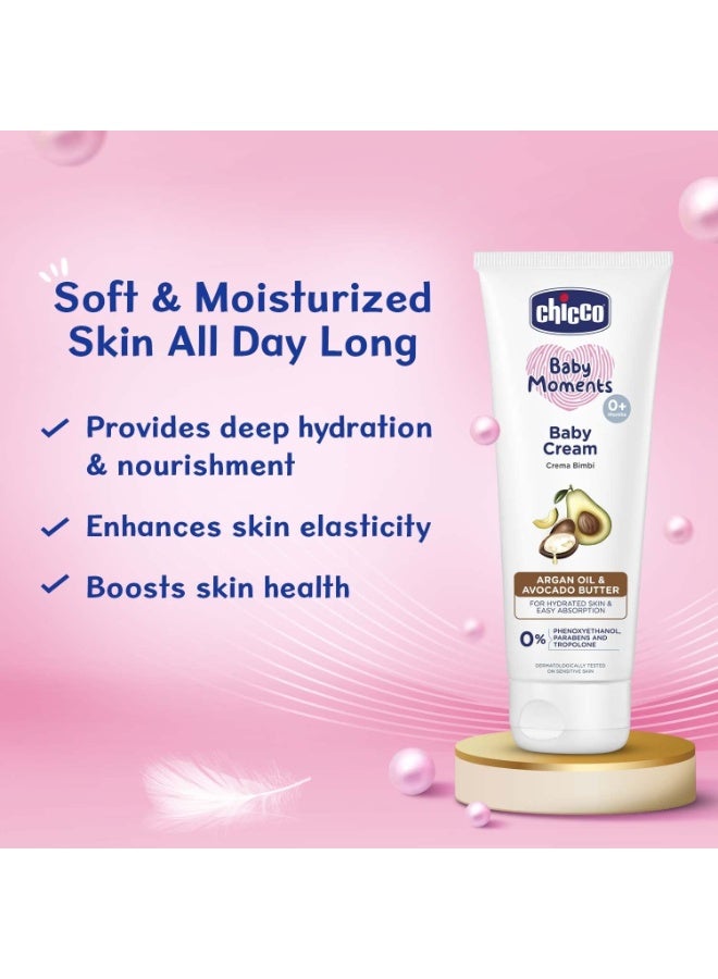 Chicco Baby Moments Baby Cream for Babies with Argan Oil & Avocado Butter, 100g| Natural Ingredients for Hydrated Skin | Dermatologically Tested | Phenoxyethanol, Parabens & Lauryl sulphates free - Image 2