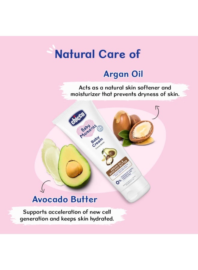 Chicco Baby Moments Baby Cream for Babies with Argan Oil & Avocado Butter, 100g| Natural Ingredients for Hydrated Skin | Dermatologically Tested | Phenoxyethanol, Parabens & Lauryl sulphates free - Image 3