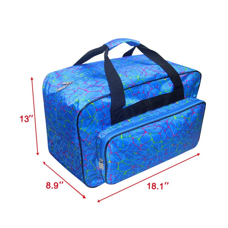 TLBTEK Blue Sewing Machine Carrying Case,Universal Canvas Carry Tote Bag,Portable Padded Storage Dust Cover with Pockets for Sewing Machine - Image 2