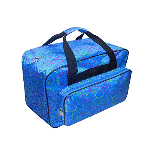 TLBTEK Blue Sewing Machine Carrying Case,Universal Canvas Carry Tote Bag,Portable Padded Storage Dust Cover with Pockets for Sewing Machine - Image 1
