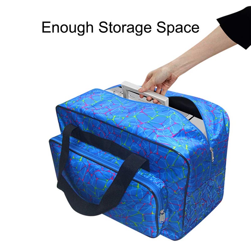TLBTEK Blue Sewing Machine Carrying Case,Universal Canvas Carry Tote Bag,Portable Padded Storage Dust Cover with Pockets for Sewing Machine - Image 3