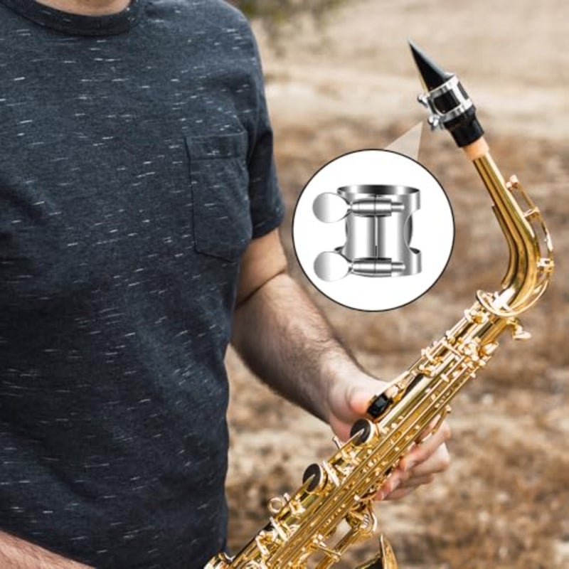 Clarinet Ligature, Silver Clarinet Ligature B Flat with Adjustable Screws, Mouthpiece Ligature Pad Fastener Mouthpiece Cover for Clarinet Mouthpiece Woodwinds Instrument - Image 4