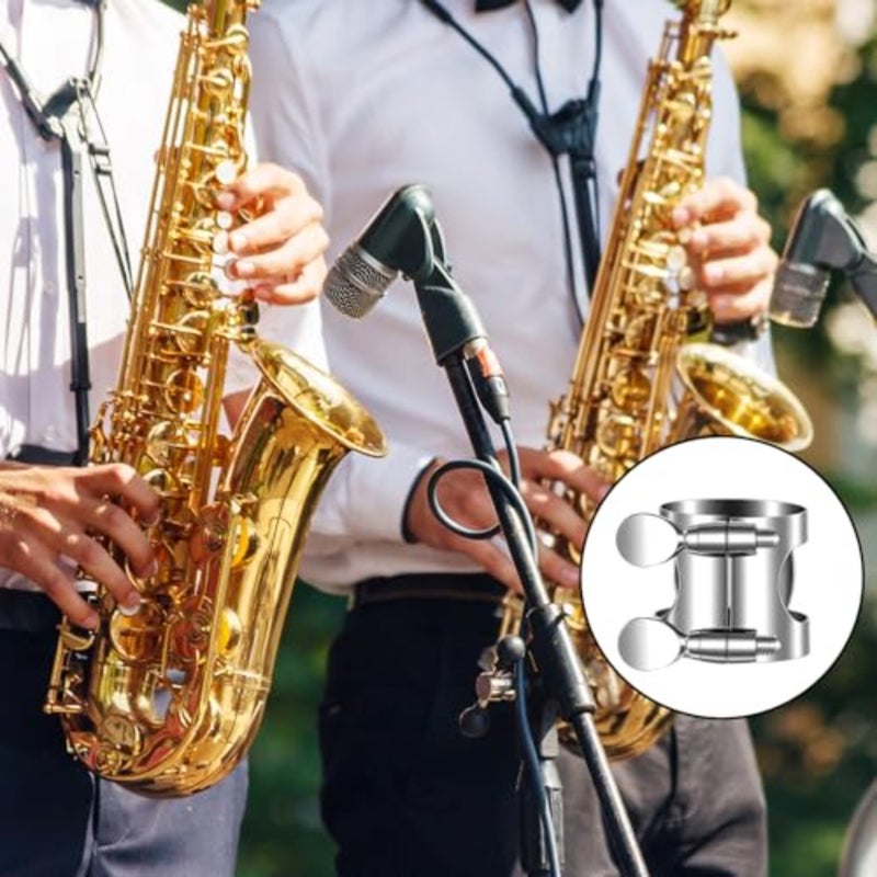 Clarinet Ligature, Silver Clarinet Ligature B Flat with Adjustable Screws, Mouthpiece Ligature Pad Fastener Mouthpiece Cover for Clarinet Mouthpiece Woodwinds Instrument - Image 5