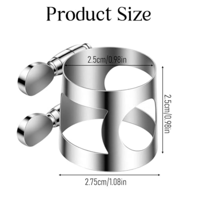 Clarinet Ligature, Silver Clarinet Ligature B Flat with Adjustable Screws, Mouthpiece Ligature Pad Fastener Mouthpiece Cover for Clarinet Mouthpiece Woodwinds Instrument - Image 2