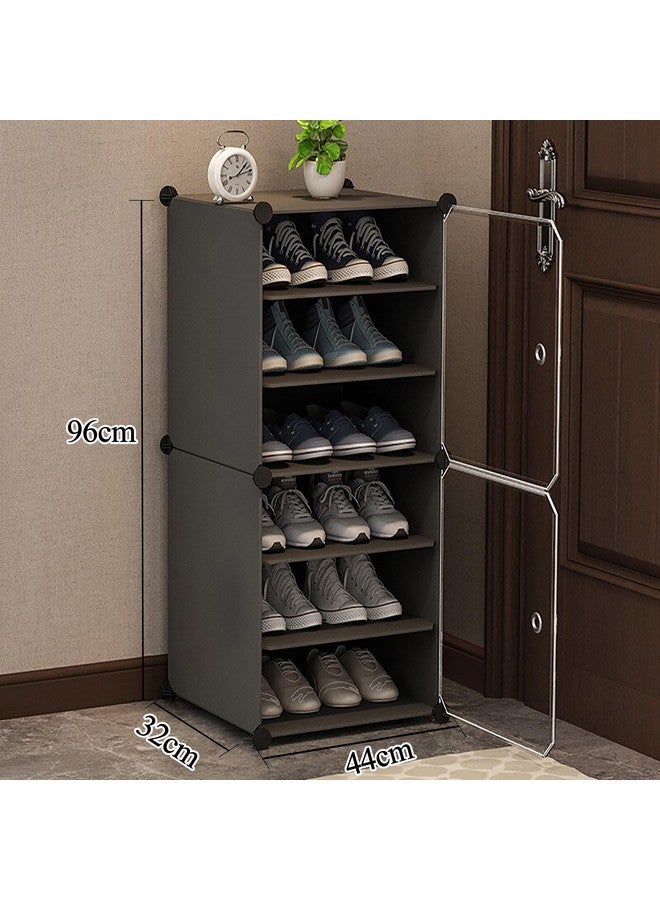 Zemic DIY Shoe Rack Plastic Shoe Rack for Home PP Plastic Shelves Household, Shoe Rack with Door Outdoor for Heels/Shoes for Entryway,Hallway,Bedroom Living Room (Grey, 6-Shelf-2-Door) - Image 2