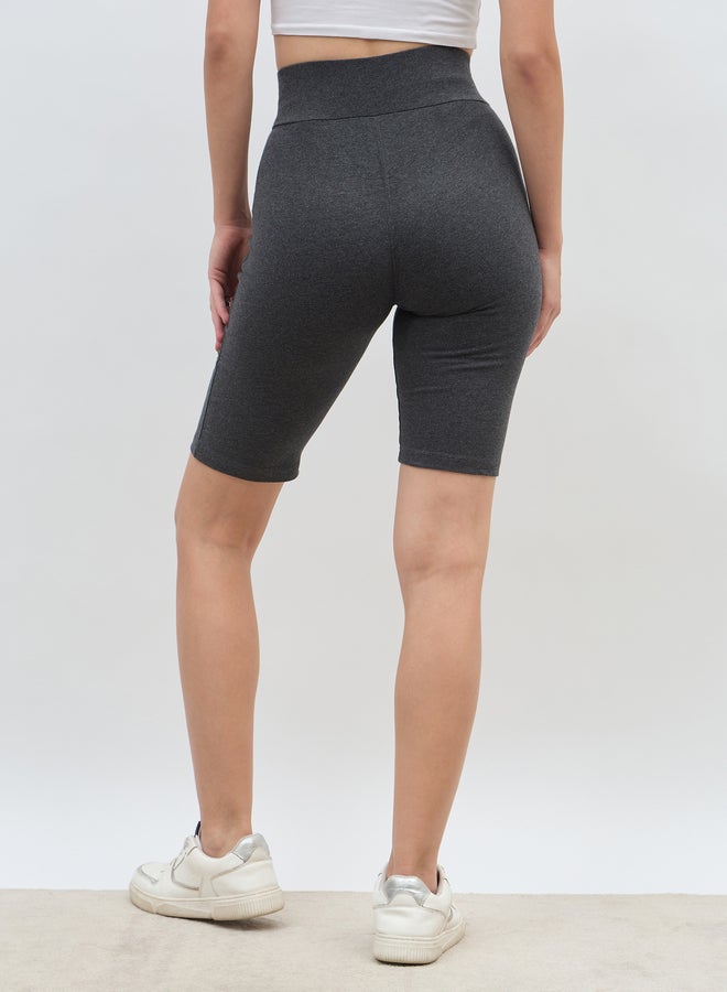 Styli Solid Cycling Shorts with Cross Waistband Detail  - Image 5