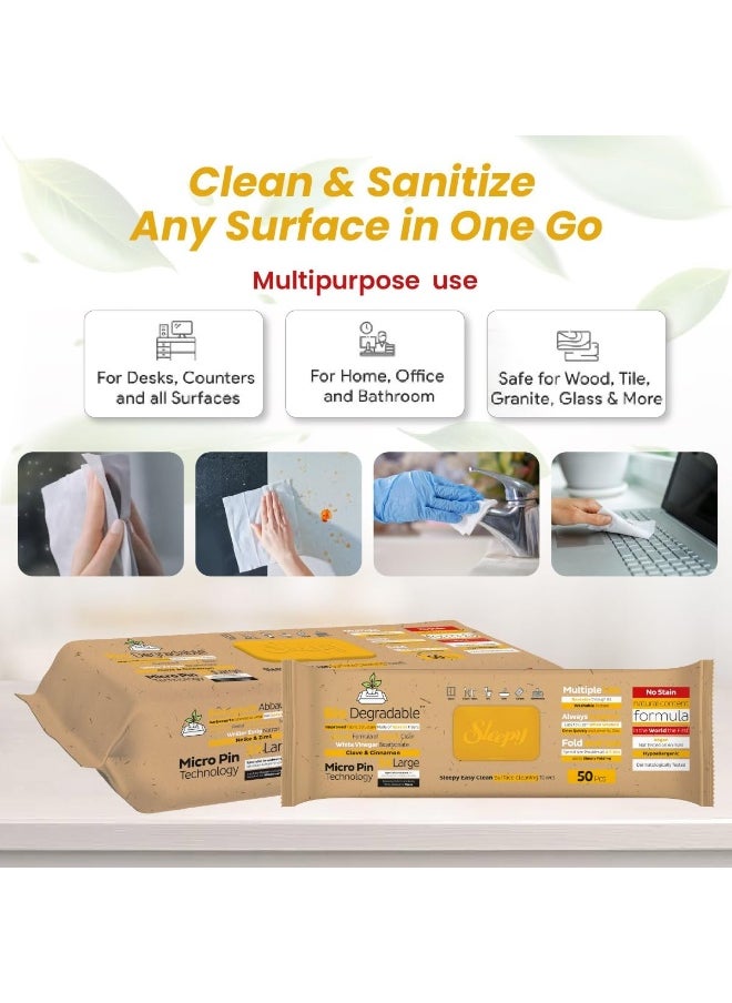 Sleepy - Easy Clean Multi-Surface Cleaning Wipes And Mop Towel, Herbal Soap, Clove And Cinnamon Additive, 250 Wipes - Image 1