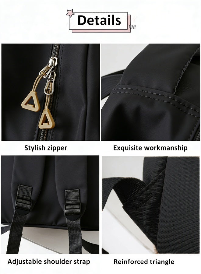 Backpack 3 Pieces School Backpacks Set Preppy School Book Bag with Aesthetics Pendant Canvas Backpack Back School Supplies for Student Teens Girls, Backpack + Crossbody Bag + Pencil Case - Image 4