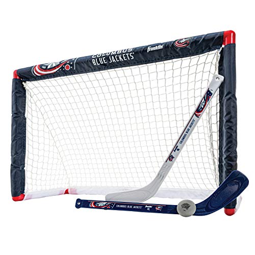 Franklin Sports NHL Columbus Blue Jackets NHL Team Mini Hockey Set Kids Indoor Knee Hockey Goal Ball2 Mini Stick Combo Ages 3 - Image 1
