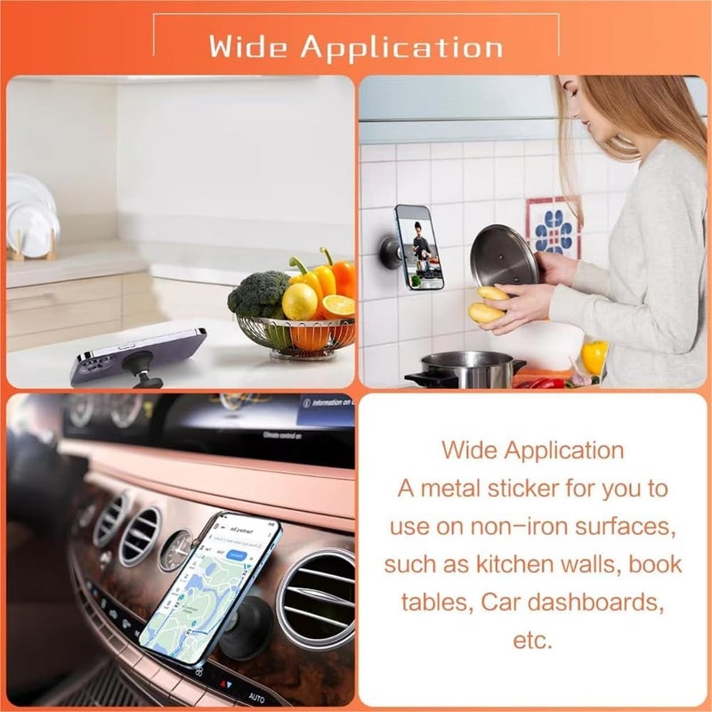 Dual Magnetic Phone Holder, Strong Magnet Mount & 360° Adjustable, Universal Fit for All Phones, Ideal for Gym, Car, Comes with Magnetic Ring for Non-Magnetic Mobile Phones - Image 4