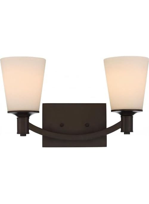 Nuvo Nuvo Lighting 605922 Laguna 2 Light 100W A19 max Medium Base Vanity and Wall with White Glass Aged Bronze  - Image 3