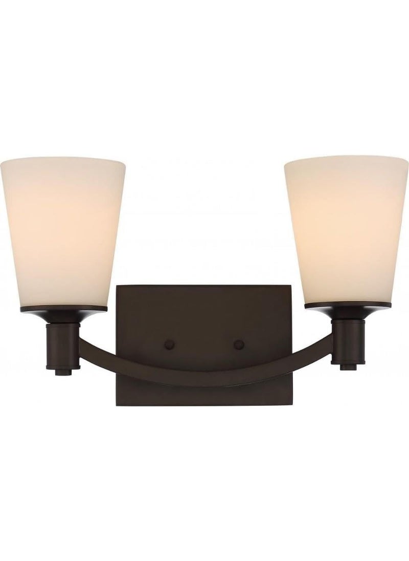 Nuvo Nuvo Lighting 605922 Laguna 2 Light 100W A19 max Medium Base Vanity and Wall with White Glass Aged Bronze  - Image 4