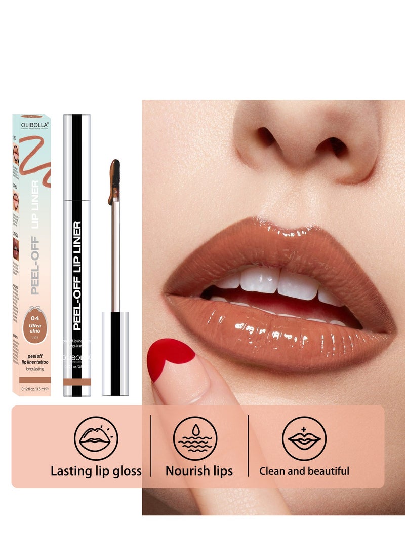 OLIBOLLA Peel Off Lip Liner Stain,Lip Liner Peel Off Lip Liner With Matte Finish, Long Lasting Lip Stain Peel Off Waterproof Plumps Up Lip Colour Lip Liner, Natural Instant Peel Off Lip Stain Set - Image 3