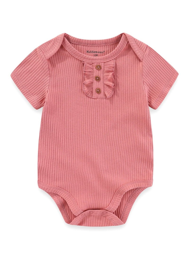 3-Piece Set Of Pure Cotton Jumpsuits For Infants And Young Children With Short Sleeves And Crawling Clothes - Image 5