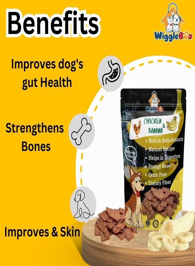 WiggleBoo Chicken & Banana Dog Treat | Protein Rich | Fiber Rich | Crunchy Healthy Snacks | Training Treat | 75gm - Image 4