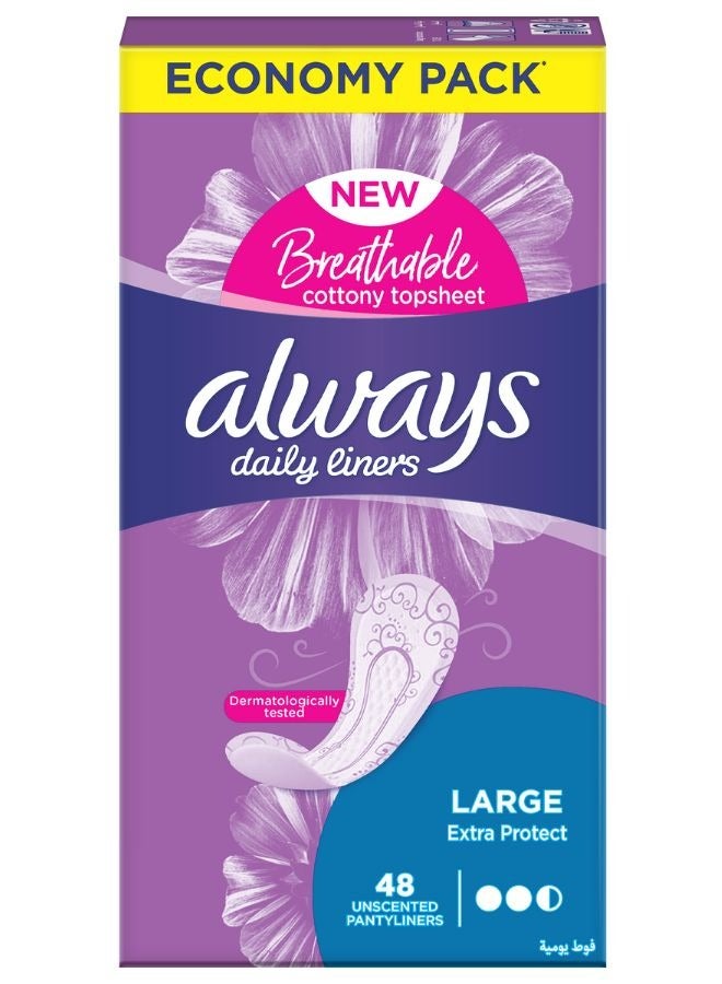 Always Extra Protect Daily Pantyliners Large 48 Count 48 Pcs - Image 1