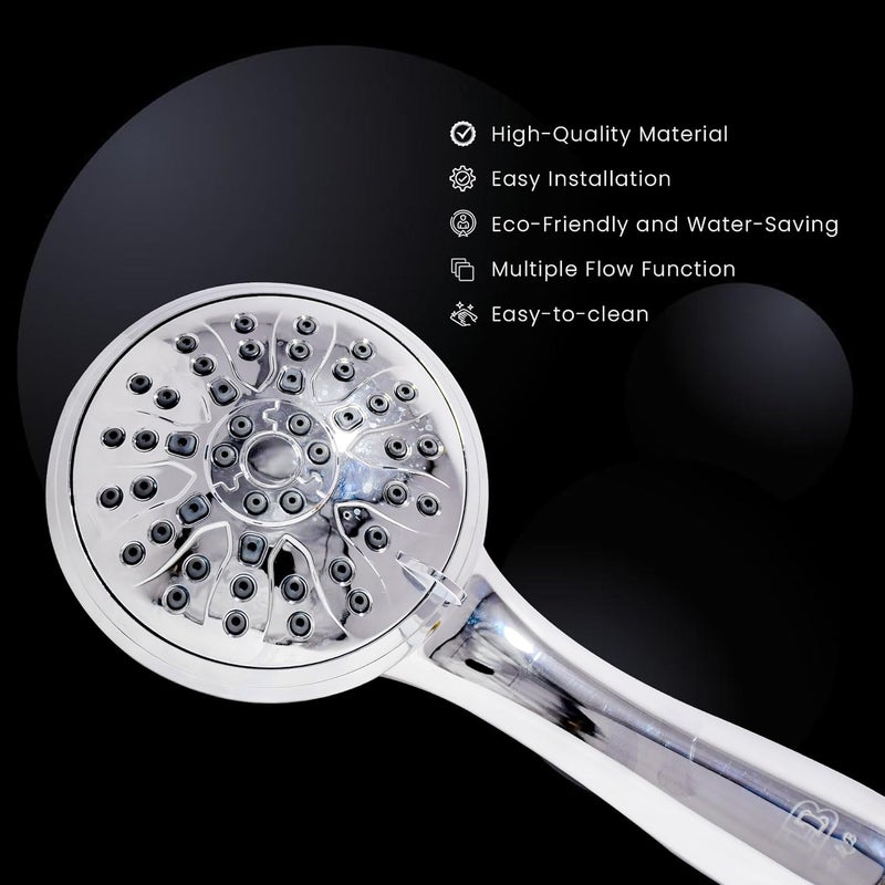 PLATINEX DB BATHWARE INDIA PRIVATE LIMITED DB Bathware CURLY MultiFunction Hand Shower Set Shower Head with 15 Meter Hose Wall Holder ABS Chrome Finish Premium Bathroom Shower - Image 4