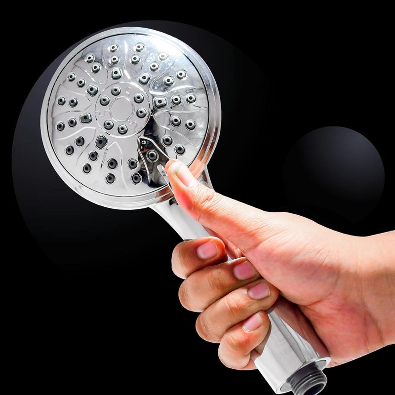 PLATINEX DB BATHWARE INDIA PRIVATE LIMITED DB Bathware CURLY MultiFunction Hand Shower Set Shower Head with 15 Meter Hose Wall Holder ABS Chrome Finish Premium Bathroom Shower - Image 2