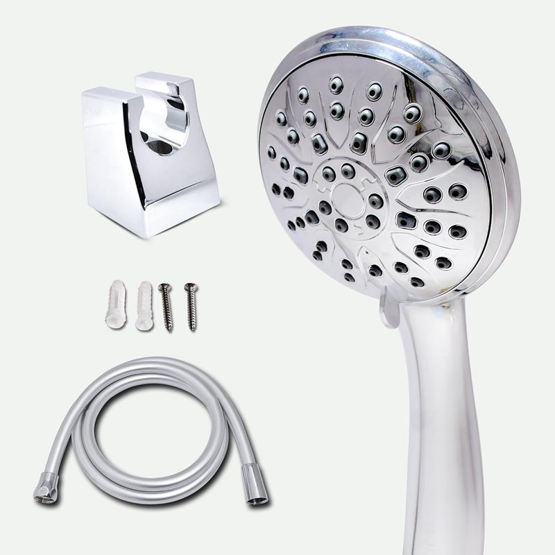 PLATINEX DB BATHWARE INDIA PRIVATE LIMITED DB Bathware CURLY MultiFunction Hand Shower Set Shower Head with 15 Meter Hose Wall Holder ABS Chrome Finish Premium Bathroom Shower - Image 1