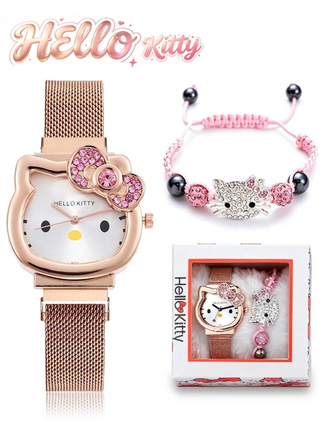 Hello Kitty Kids Watch Gift Set, Pink Watch + Bracelet for Girls (Perfect Gift!) - Image 1