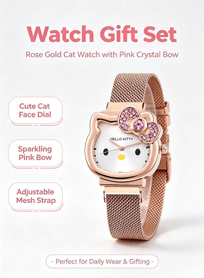 Hello Kitty Kids Watch Gift Set, Pink Watch + Bracelet for Girls (Perfect Gift!) - Image 4