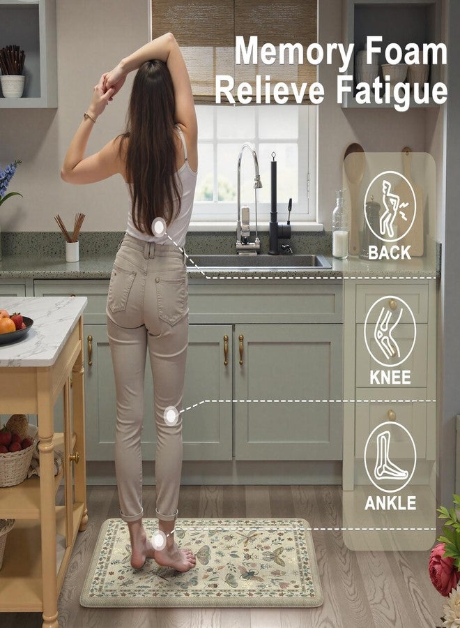 LEEVAN Anti Fatigue Mats for Kitchen Floor Non-Slip, Cushioned Kitchen Mats for Floor 2 Piece, Tan Memory Foam Kitchen Mat Set, Waterproof Ergonomic Standing Mat for Bar, Office,Desk, Laundry - Image 2