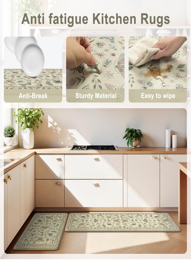 LEEVAN Anti Fatigue Mats for Kitchen Floor Non-Slip, Cushioned Kitchen Mats for Floor 2 Piece, Tan Memory Foam Kitchen Mat Set, Waterproof Ergonomic Standing Mat for Bar, Office,Desk, Laundry - Image 3