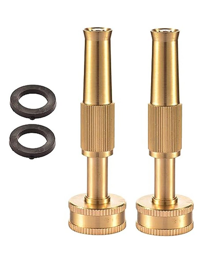 High Pressure Brass Heavy Duty Adjustable Twist Hose Nozzle Jet Sweeper Nozzle for Garden Hoses (2 Pack) - Image 1