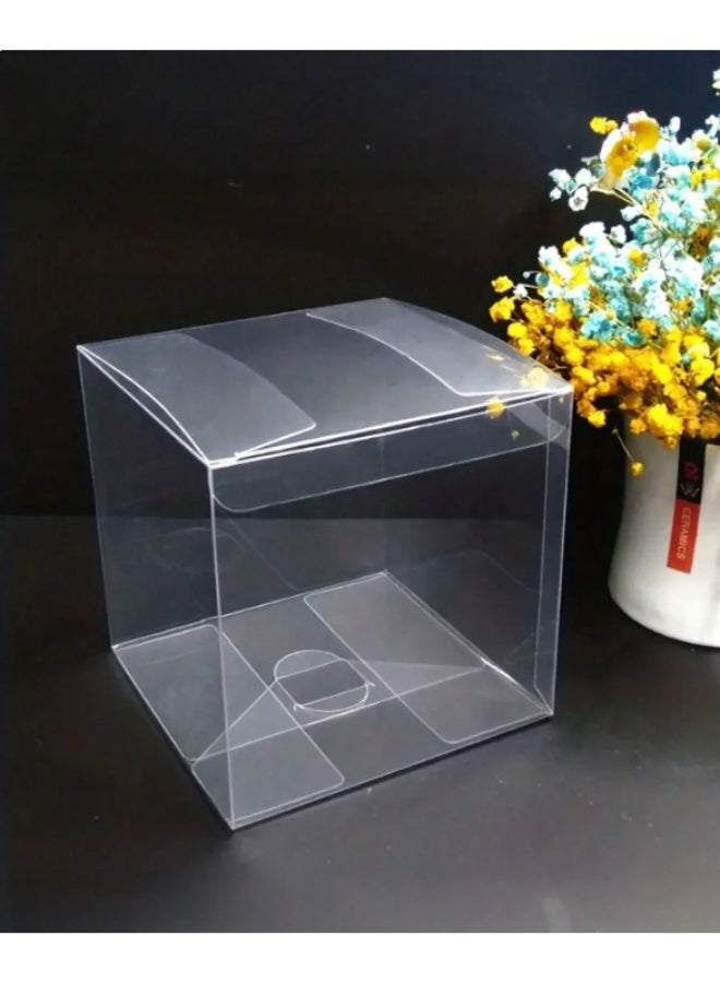 ANUM BY MUNA 10 Pieces Printed Transparent PVC Gift Boxes – Single-Color Printed Plastic Boxes, Ideal for Displaying Jewelry, Chocolates, Toys, and Practical Gifts. Dust-Protected Display Box, Perfect for Jewelry, Weddings, - Image 1