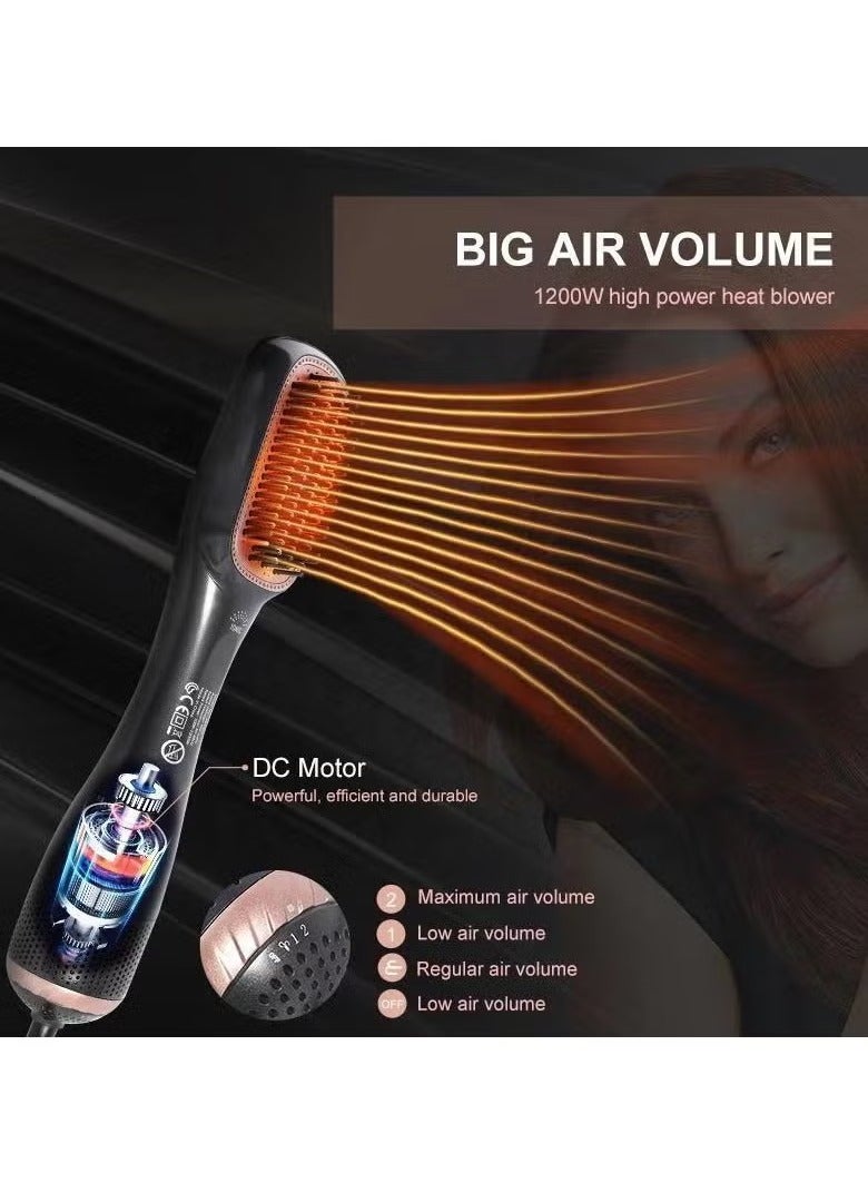 1000W 3-in-1 Hair Dryer Brush, Straightener  Curler in Black - Quick Styling Solution - Image 4