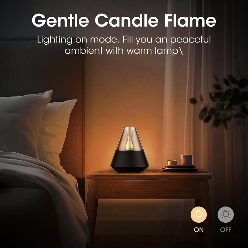 KinYiLO Ultrasonic Essential Oil Diffuser, 150ML Modern Aromatherapy Diffuser with Candle Light, 2 Mist Mode, Remote Control, Auto-Off, Small Cool Mist Humidifier for Home Bedroom Office Yoga, Black - Image 3