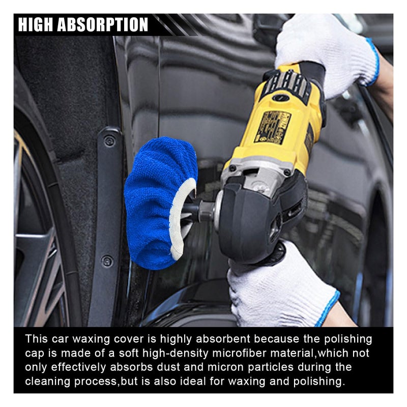BDZMC 9PCS 9 to 10 Inch Car Buffer Polisher Pad Bonnets, Car Polisher Kit with 3 Woollen Bonnet & 2 Coral Fleece Bonnet & 4 Microfiber Bonnet, Car Wax Cover Kit for Car Waxing, Polishing & Cleaning Simple multifunctional build - Image 5