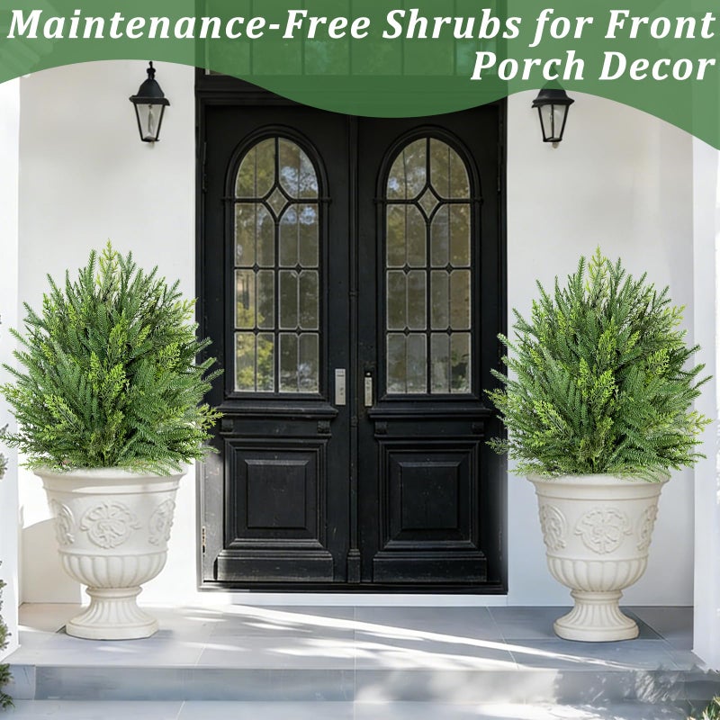 Grandeal 2 Pack Artificial Cypress Topiary Ball Trees with Ground Spike, 24" Norfolk Fake Bushes Shrubs UV Resistant Faux Plants Greenery for Outdoor Planters Garden Front Porch Pot Urn Fillers Spring Decor - Image 2