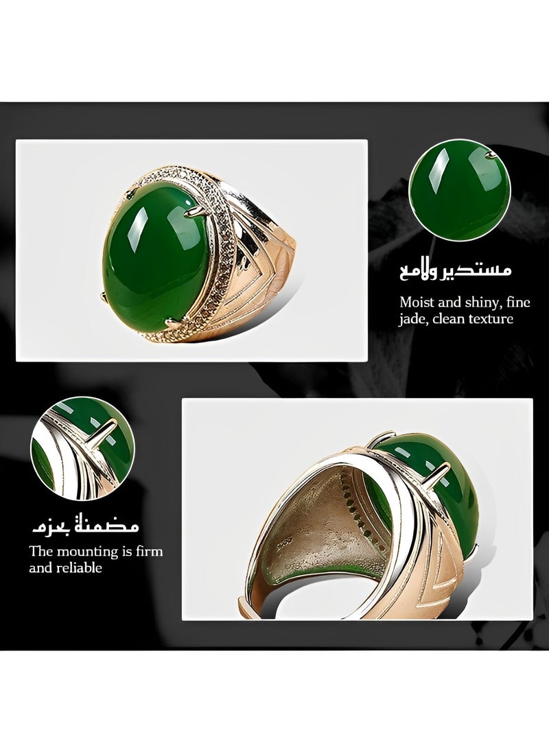 REOCLE - Natural Gemstone Ring Jade Finger Ring Open Engagement Ring Luxury Thumb Ring Best Jewelry Gifts for Women Girl Mothers Day Valentines Day - Image 1