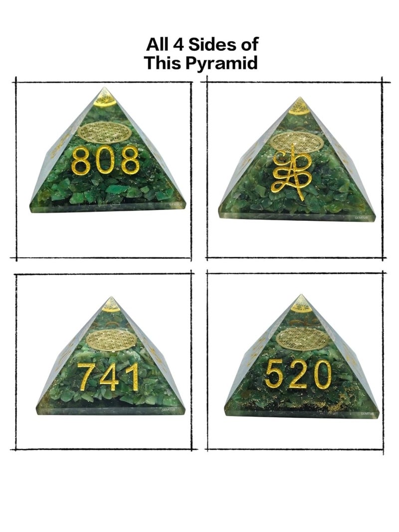 GEMTUB Handcrafted Natural Green Jade Wealth Pyramid Zibu Symbol Numbers 741 520 808 Feng Shui Pyramid for Prosperity Abundance Success Home Office Gift 8 CM - Image 2