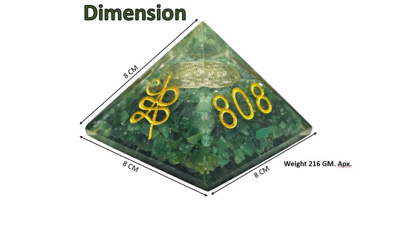 GEMTUB Handcrafted Natural Green Jade Wealth Pyramid Zibu Symbol Numbers 741 520 808 Feng Shui Pyramid for Prosperity Abundance Success Home Office Gift 8 CM - Image 4