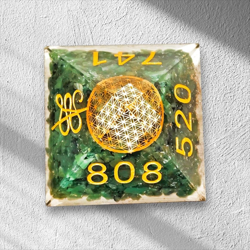 GEMTUB Handcrafted Natural Green Jade Wealth Pyramid Zibu Symbol Numbers 741 520 808 Feng Shui Pyramid for Prosperity Abundance Success Home Office Gift 8 CM - Image 5
